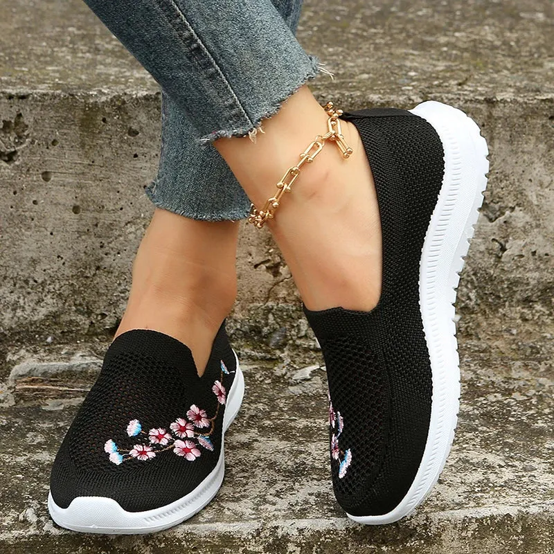 AMOZAE- -  Knitted Embroidered Flats