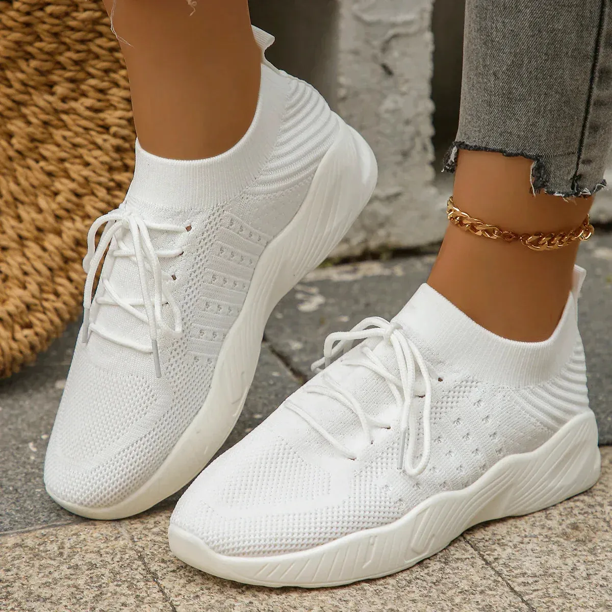 AMOZAE- - Large Size Comfortable Knitted Sneakers