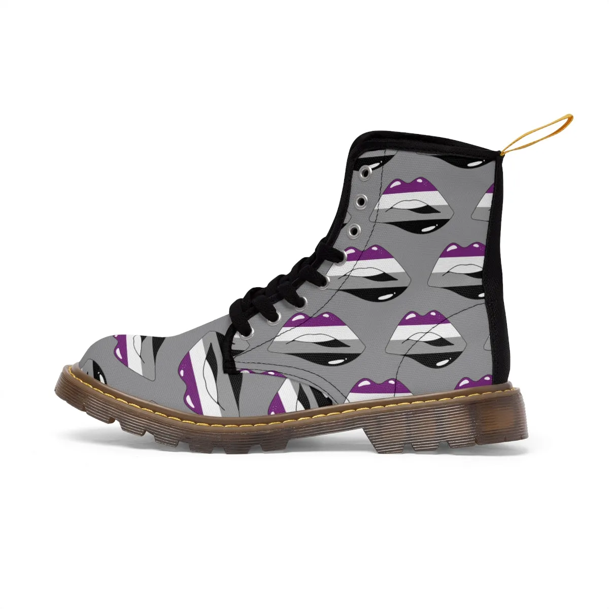 Asexual Flag Kisses LGBTQ Grey Canvas Boots Unisex Size