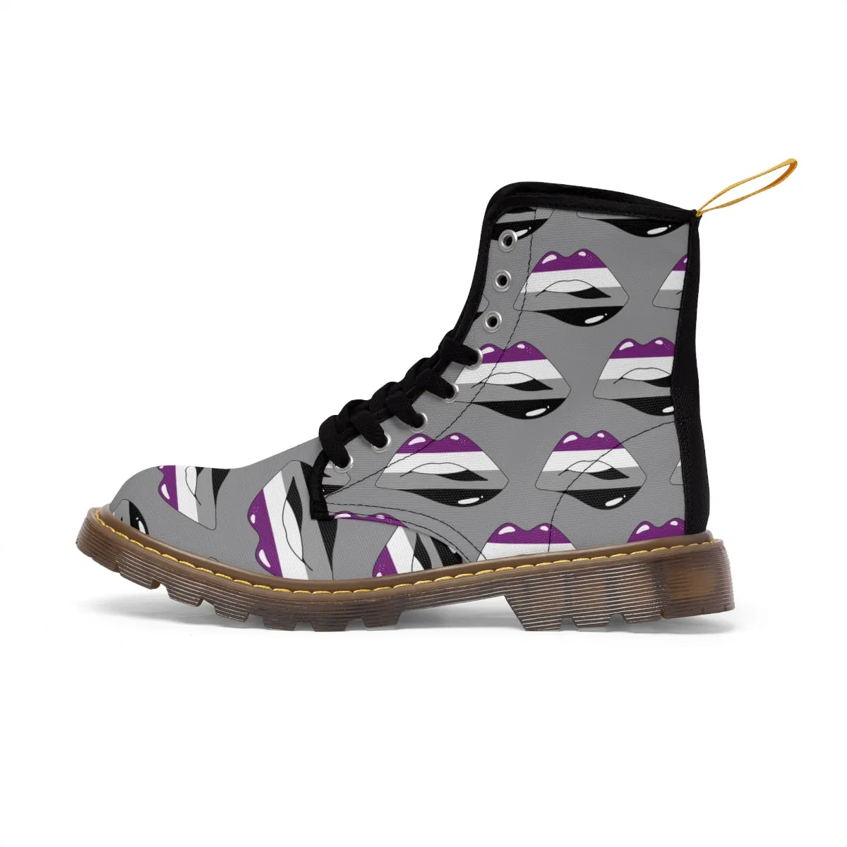 Asexual Flag Kisses LGBTQ Grey Canvas Boots Unisex Size