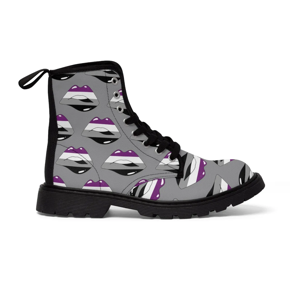 Asexual Flag Kisses LGBTQ Grey Canvas Boots Unisex Size