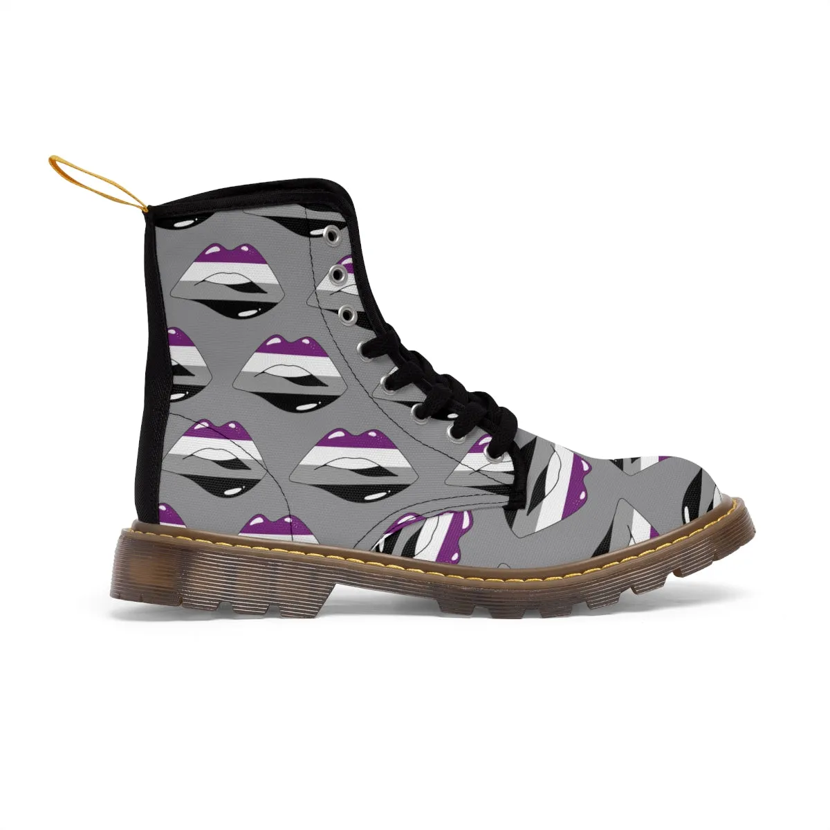 Asexual Flag Kisses LGBTQ Grey Canvas Boots Unisex Size