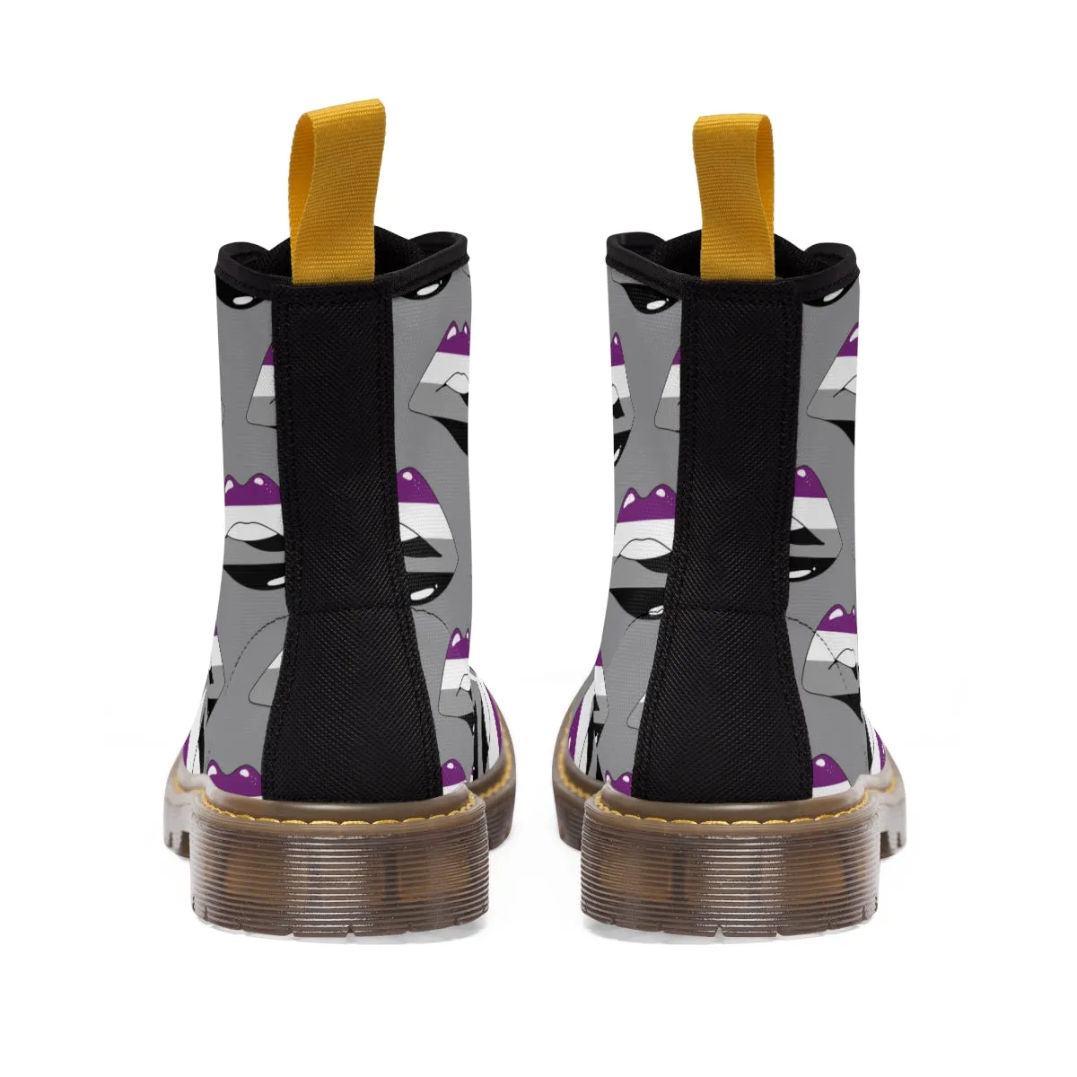 Asexual Flag Kisses LGBTQ Grey Canvas Boots Unisex Size