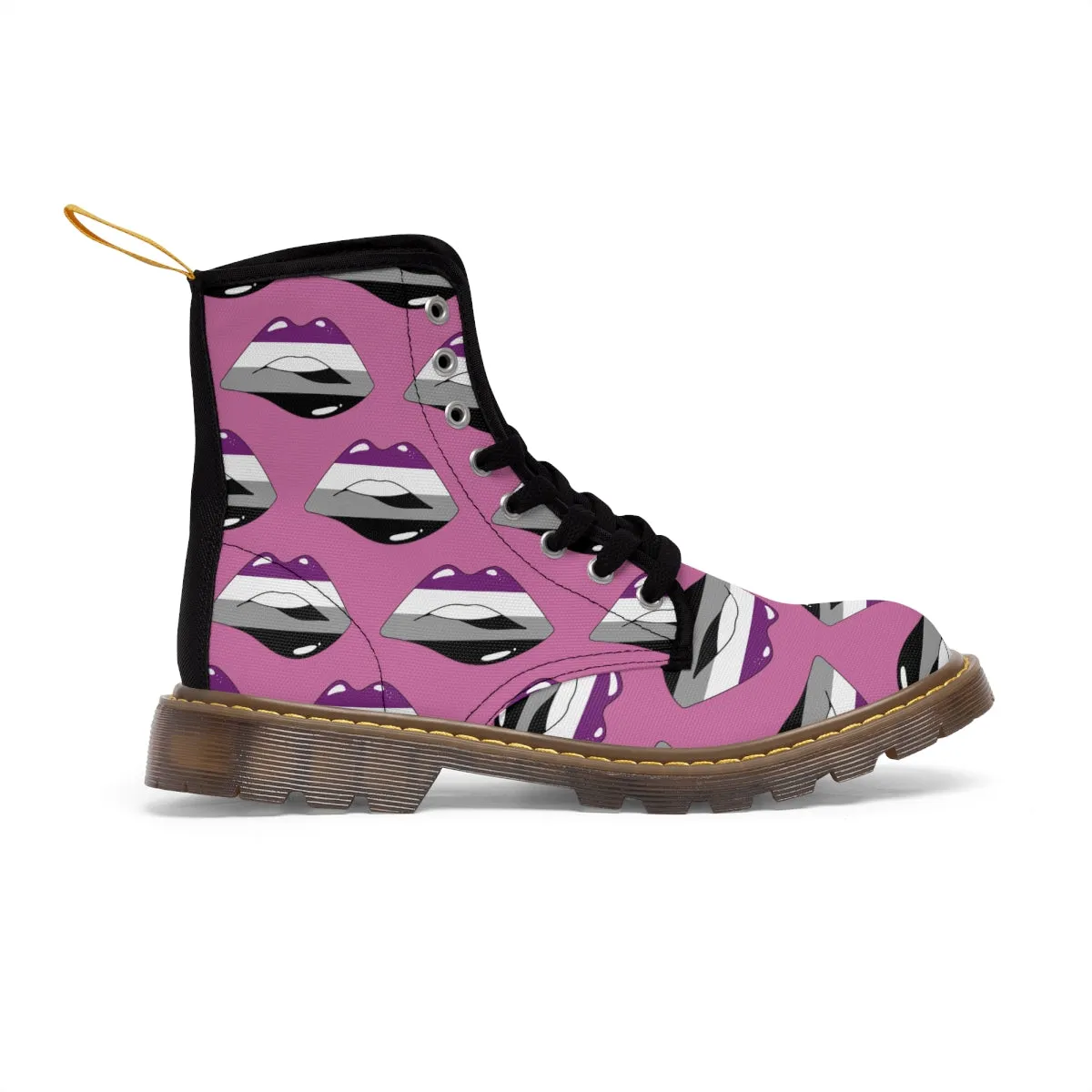 Asexual Flag Kisses LGBTQ Pink Canvas Boots Unisex Size