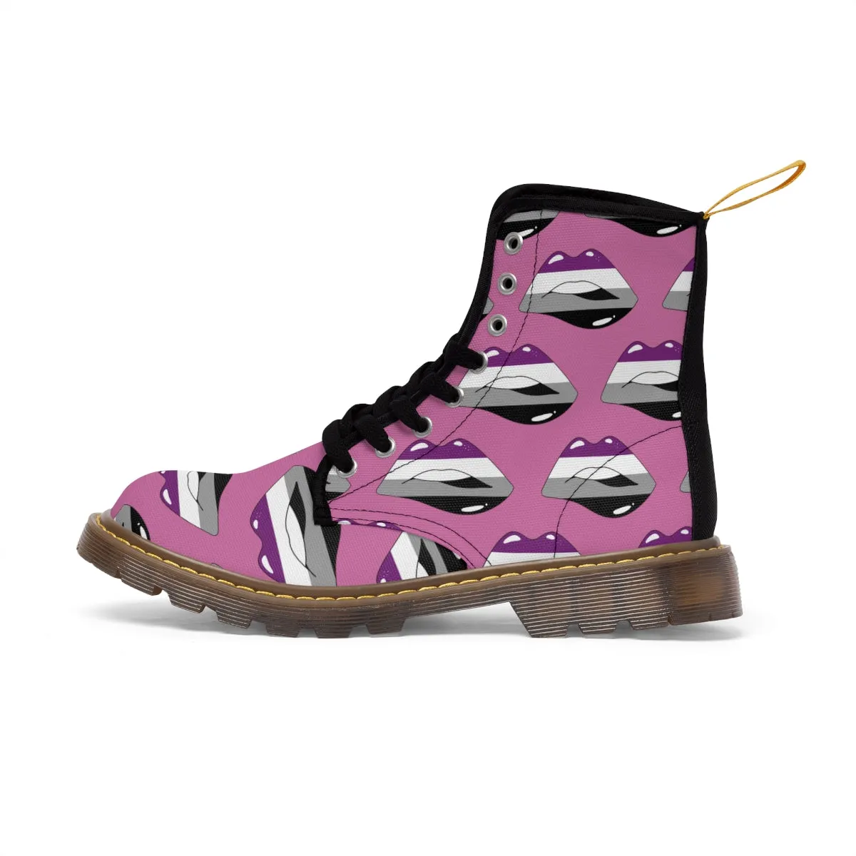 Asexual Flag Kisses LGBTQ Pink Canvas Boots Unisex Size