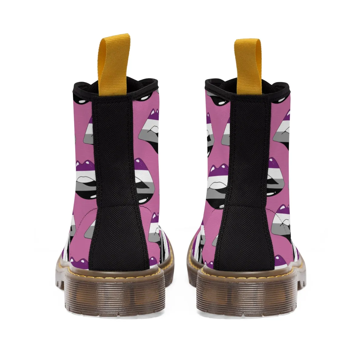 Asexual Flag Kisses LGBTQ Pink Canvas Boots Unisex Size