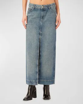 Asra Denim Maxi Skirt