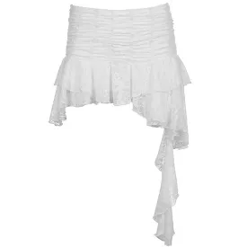 Asymmetrical White Lace Skirt