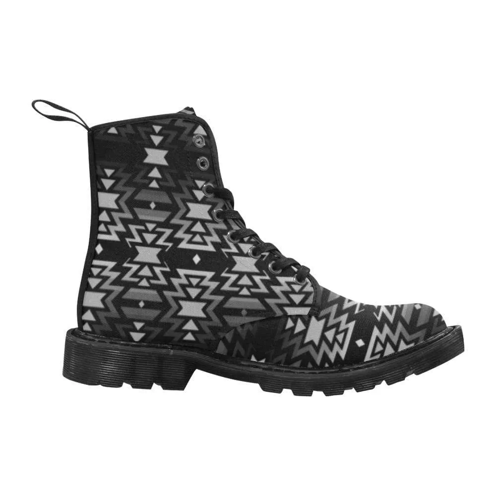 Black Fire Black and Gray Boots for Men (Black)