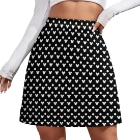 Black With White Mickey Polka Dots Short Skirt