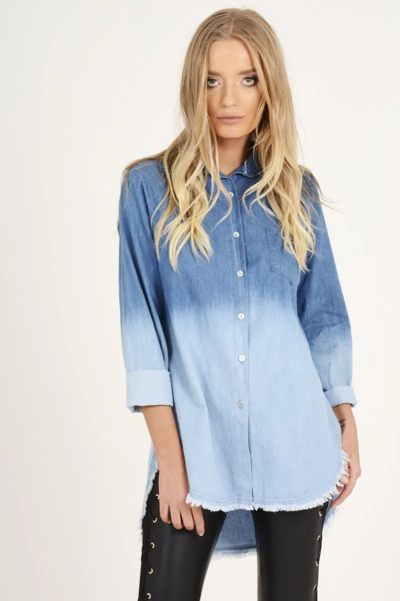 Blue Gradient Denim Oversized Shirt - Hunter