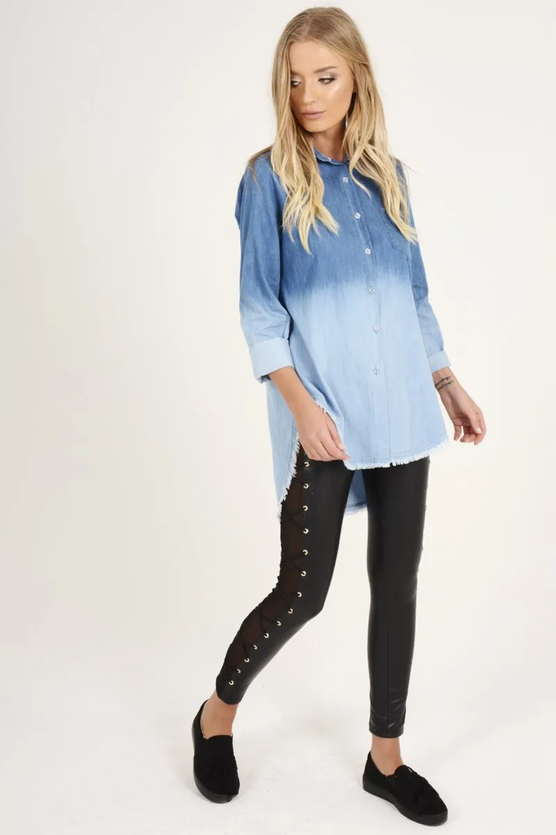 Blue Gradient Denim Oversized Shirt - Hunter