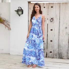 Bohemian Print  Sexy V-neck Sling Maxi Dress