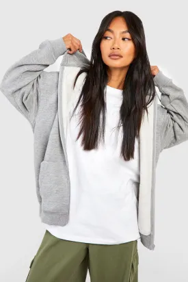 Boohoo Oversized Recycled Zip Hoodie, Gray