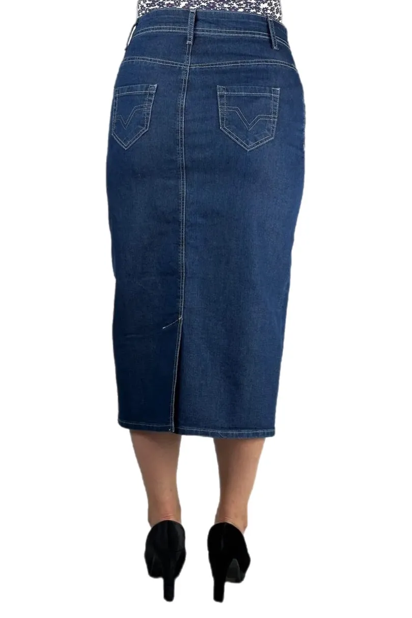 Denim Skirt Style 232-12D in Blue Denim