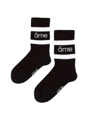 DIEGO SOCKS WITH CONTRASTING LINES | BLACK - WHITE LINES