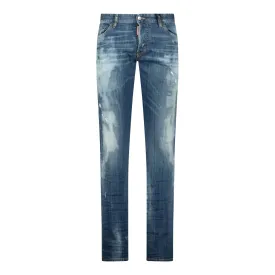 DSQUARED2 'Skater' Jeans Distressed Stitch Paint Splatter Blue