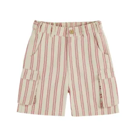 Emile et Ida Short Cargo Rayure Rose