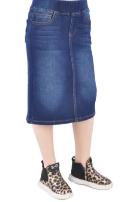 Girls Denim Skirt Style 77104 in Dark Indigo