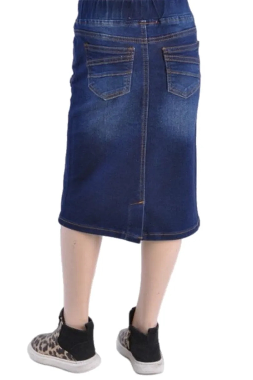 Girls Denim Skirt Style 77104 in Dark Indigo