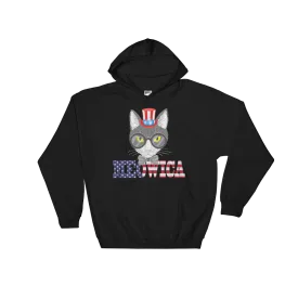 Gray Cat With Hat USA Hoodie