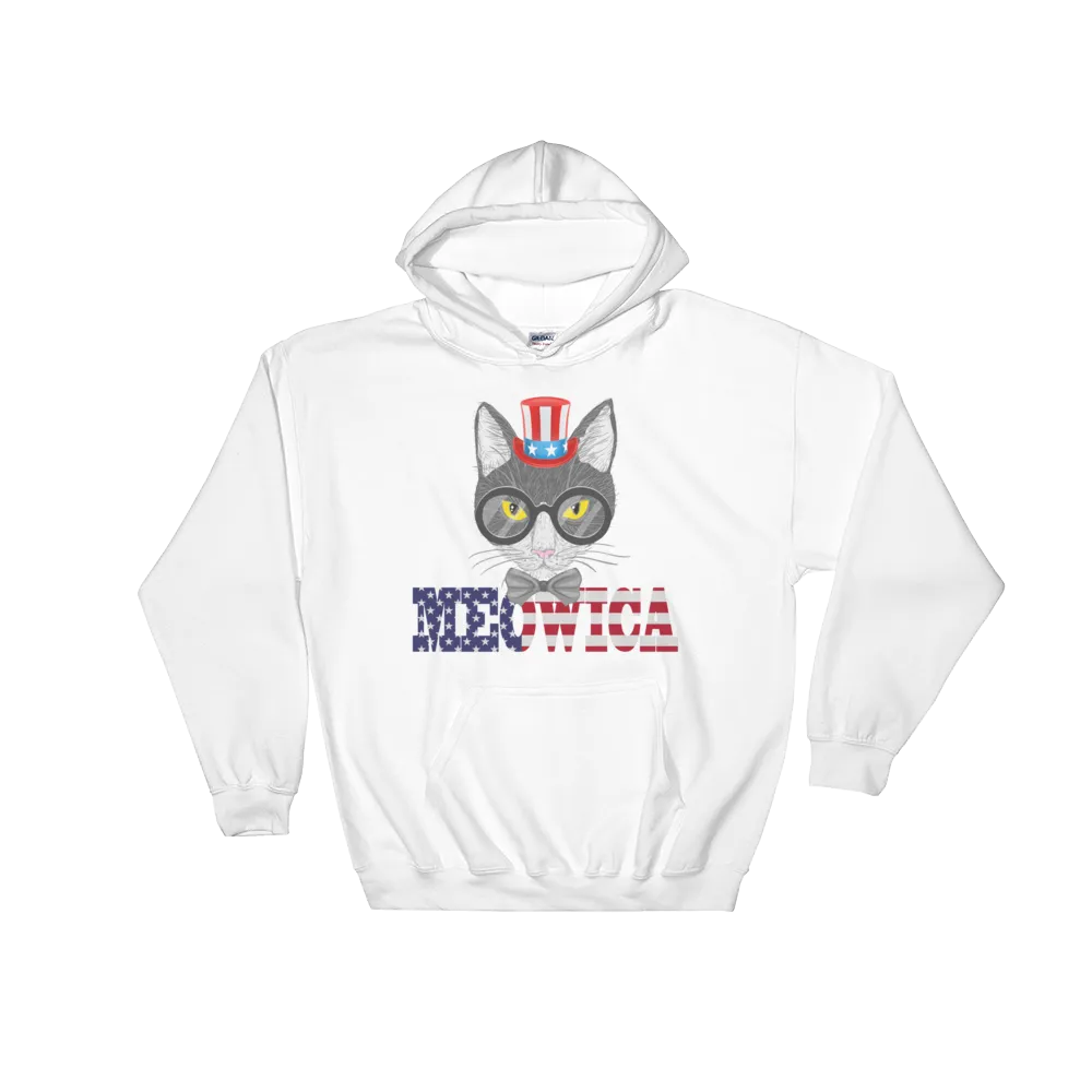 Gray Cat With Hat USA Hoodie