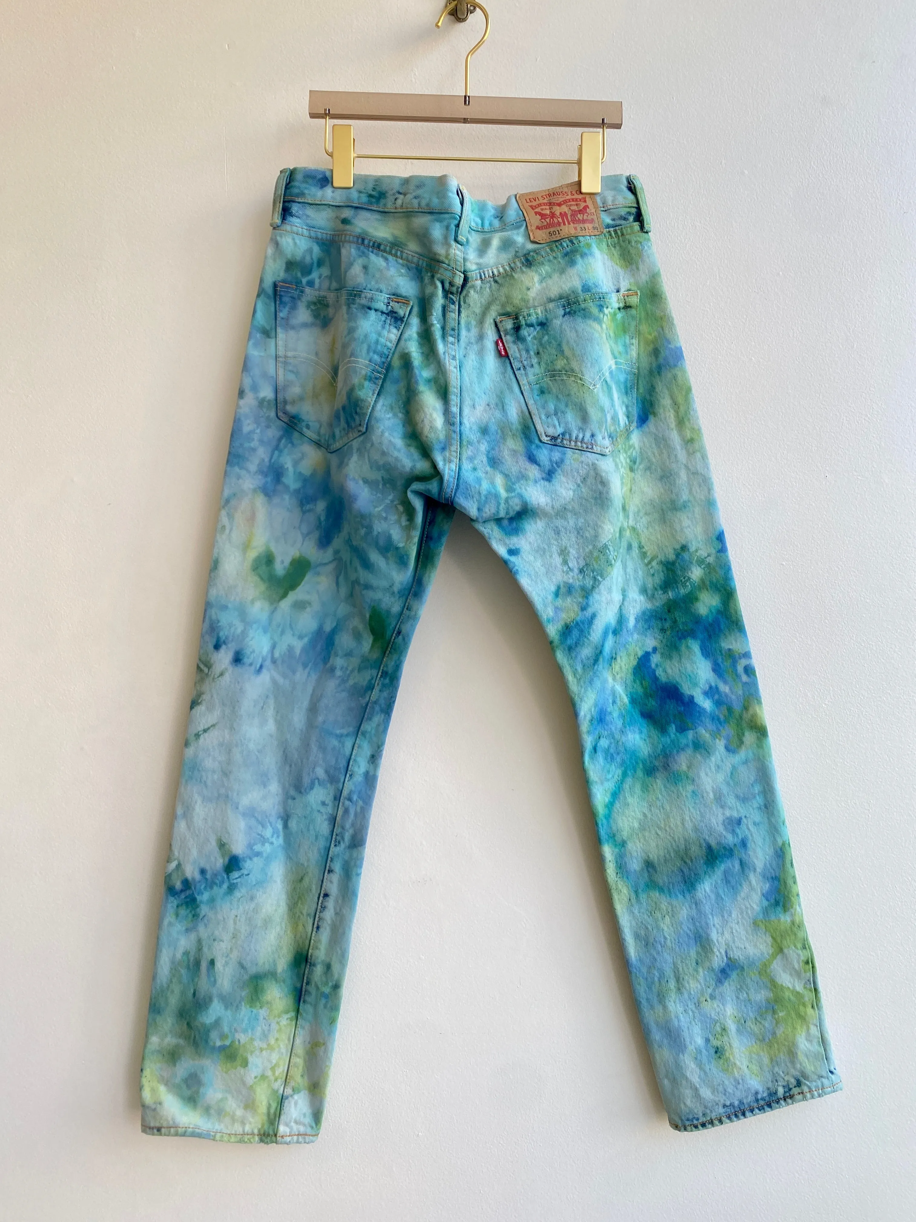 Green & Blue Acid Wash Jeans (Reworked)