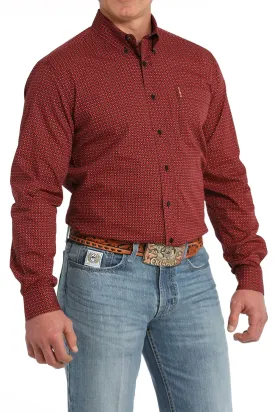 Men's Cinch Modern Fit Geometric Print Button-Down Western Shirt - MTW1347118