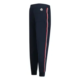 MONCLER STRIPE LOGO SWEATPANTS NAVY BLUE