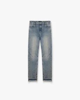 Mid Blue R2 Denim Jeans with Stepped Hem