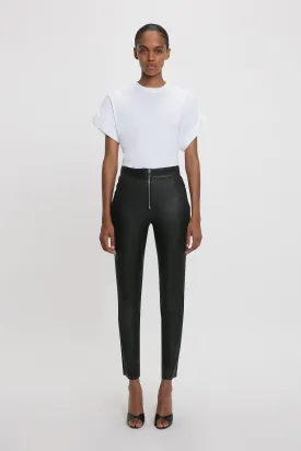 Slim Leather Trouser in Black