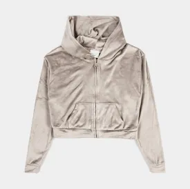 Solei Velour Womens Hoodie (Gray)