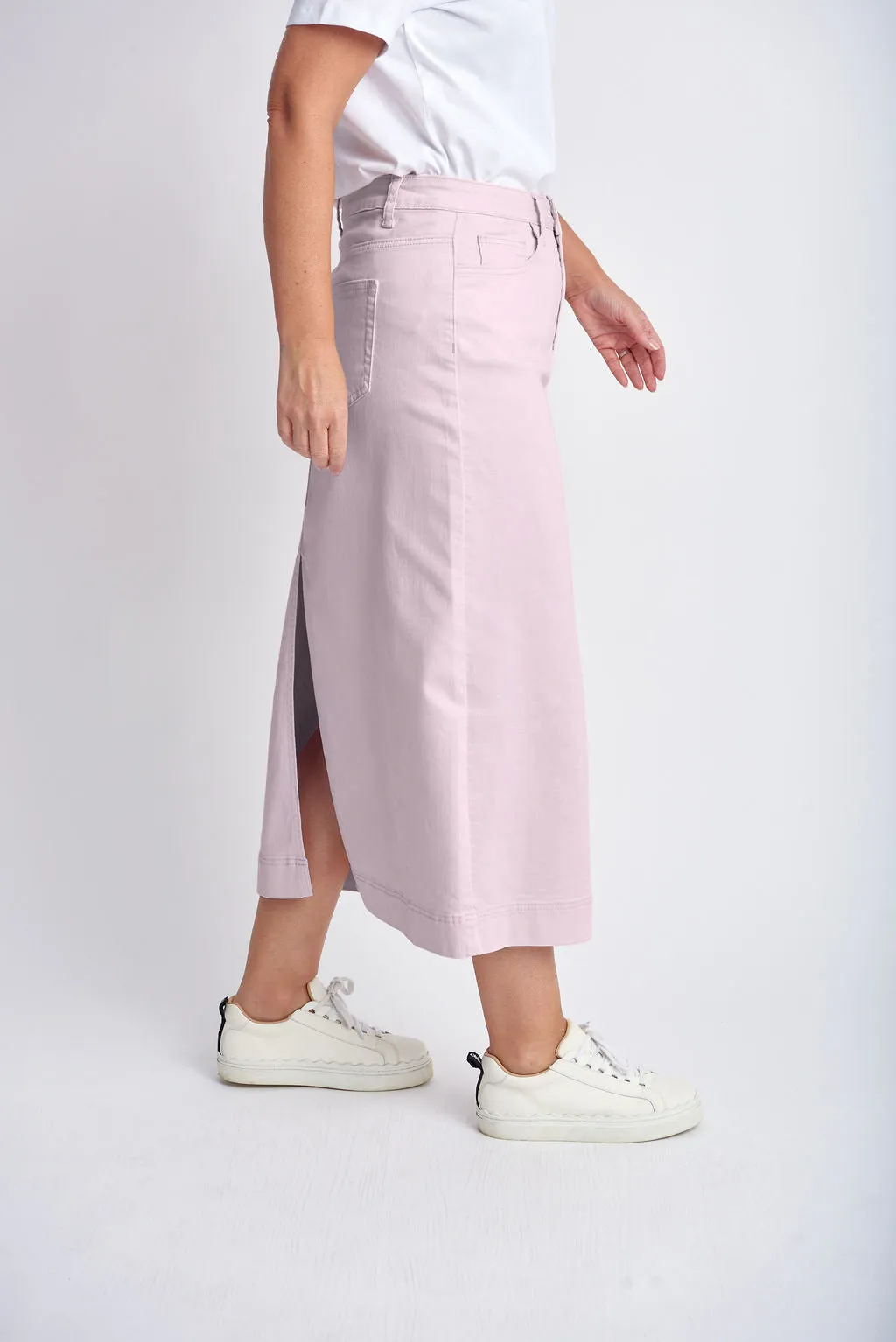 Straight Skirt With Back Split Pale Pink