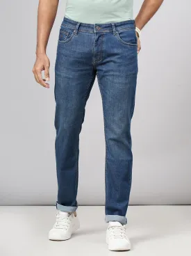 Tinted Mid Blue Washed Slim Fit Jeans | Greenfibre