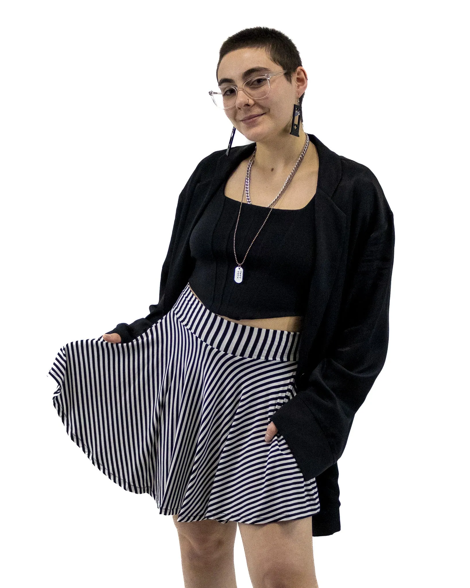 Why Bother Striped Circle Skort