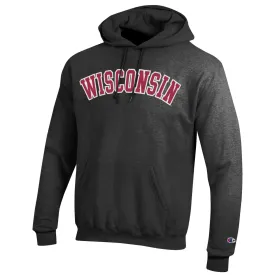 Wisconsin Badgers Champion Gray Powerblend Fleece Hoodie Pullover Sweatshirt