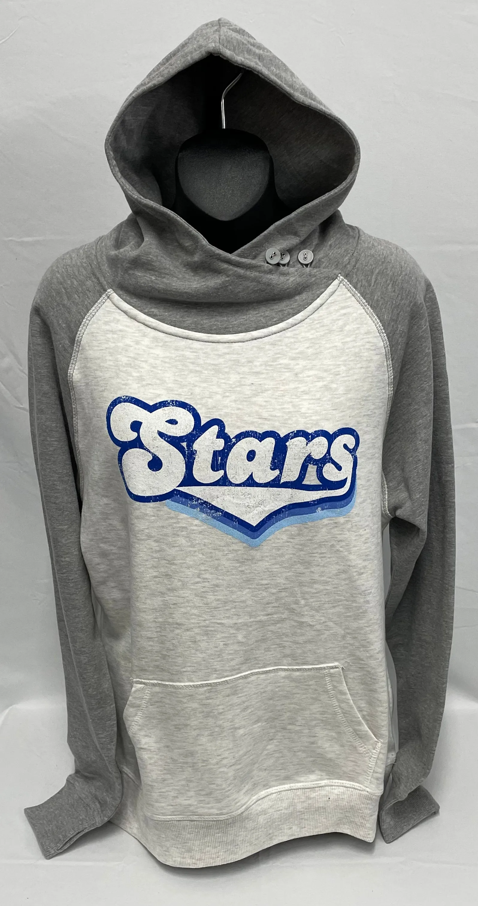 Women's Gray & Oatmeal Stars Button Hoodie